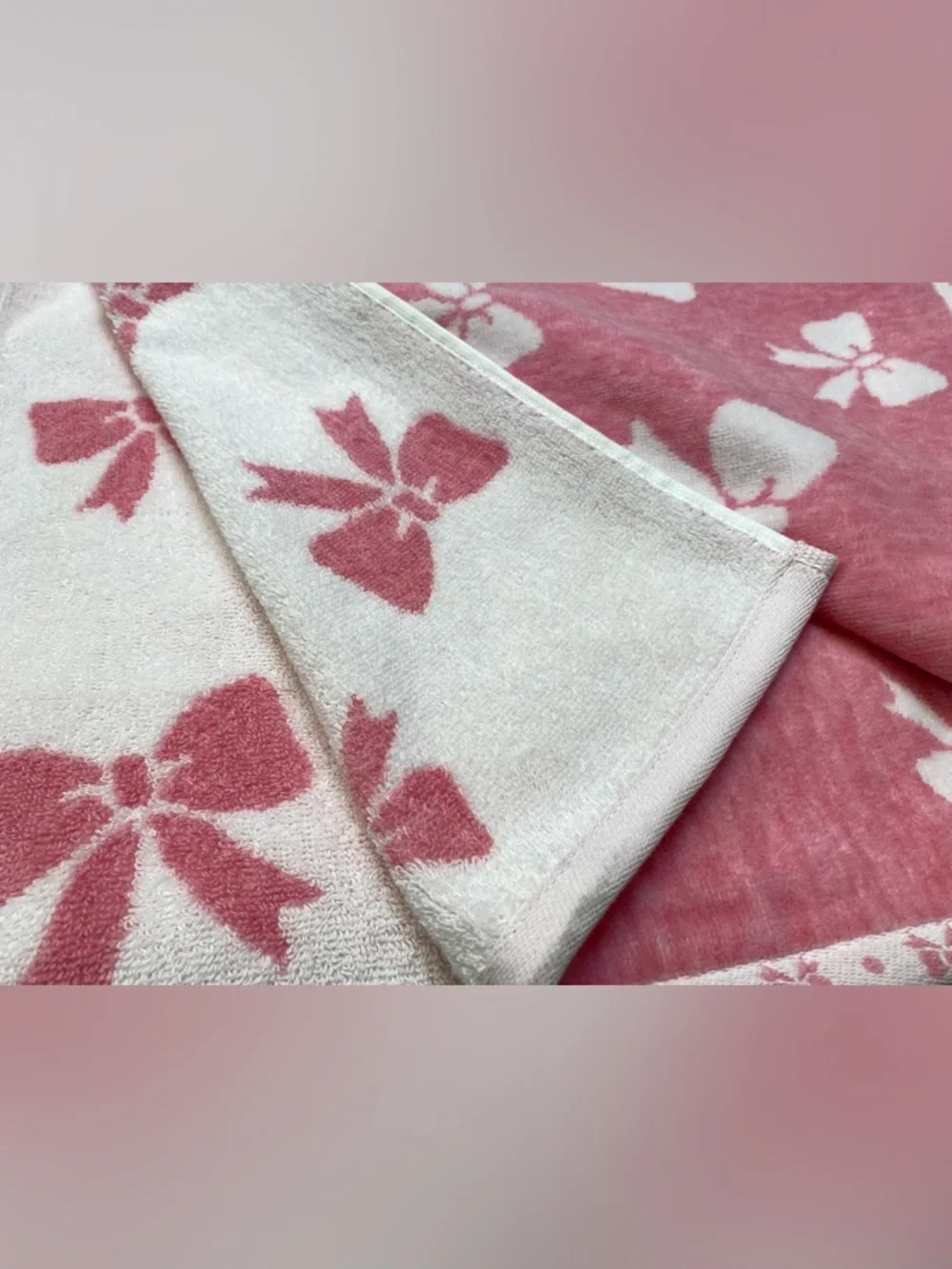 Eco melange ❤️Bow Cotton reversible Over Sized Beach Towel - Pink NWT